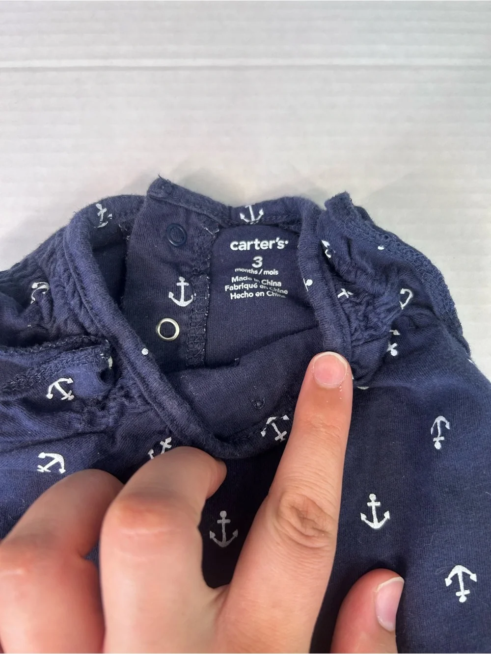 Carter's Navy Anchor Print Bodysuit Dress with Red Buttons
